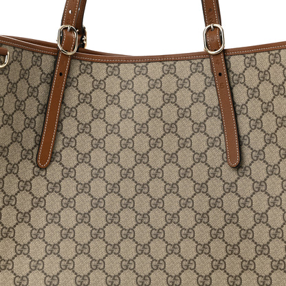 Gucci GG Supreme Monogram Emblem Maxi Tote Bag Beige Dark Brown 8 of 10