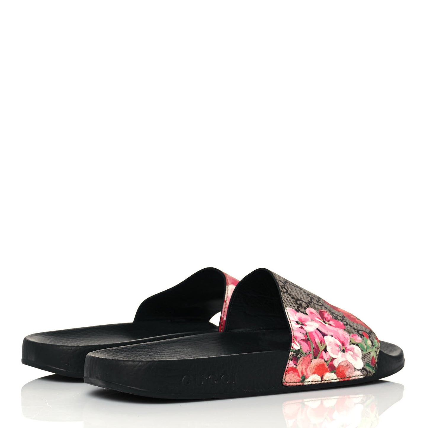 GG Supreme Monogram Blooms Slide Sandals 40 Beige Multicolor