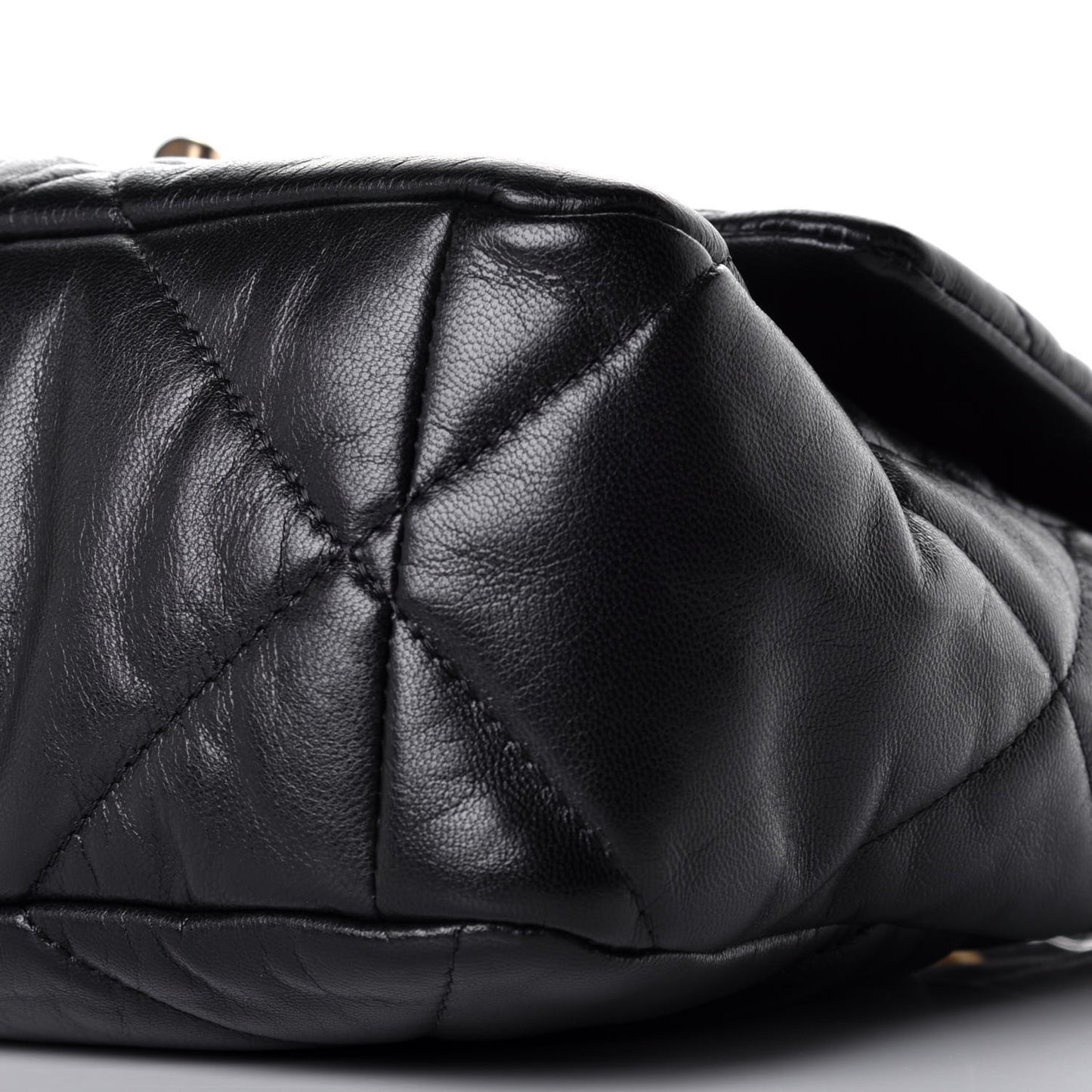 Shiny Goatskin Quilted Large Chanel 19 Flap Black