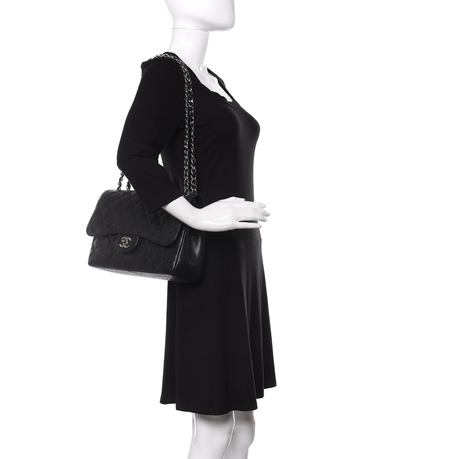 Chanel Caviar Quilted Jumbo Double Flap Black 2 of 10