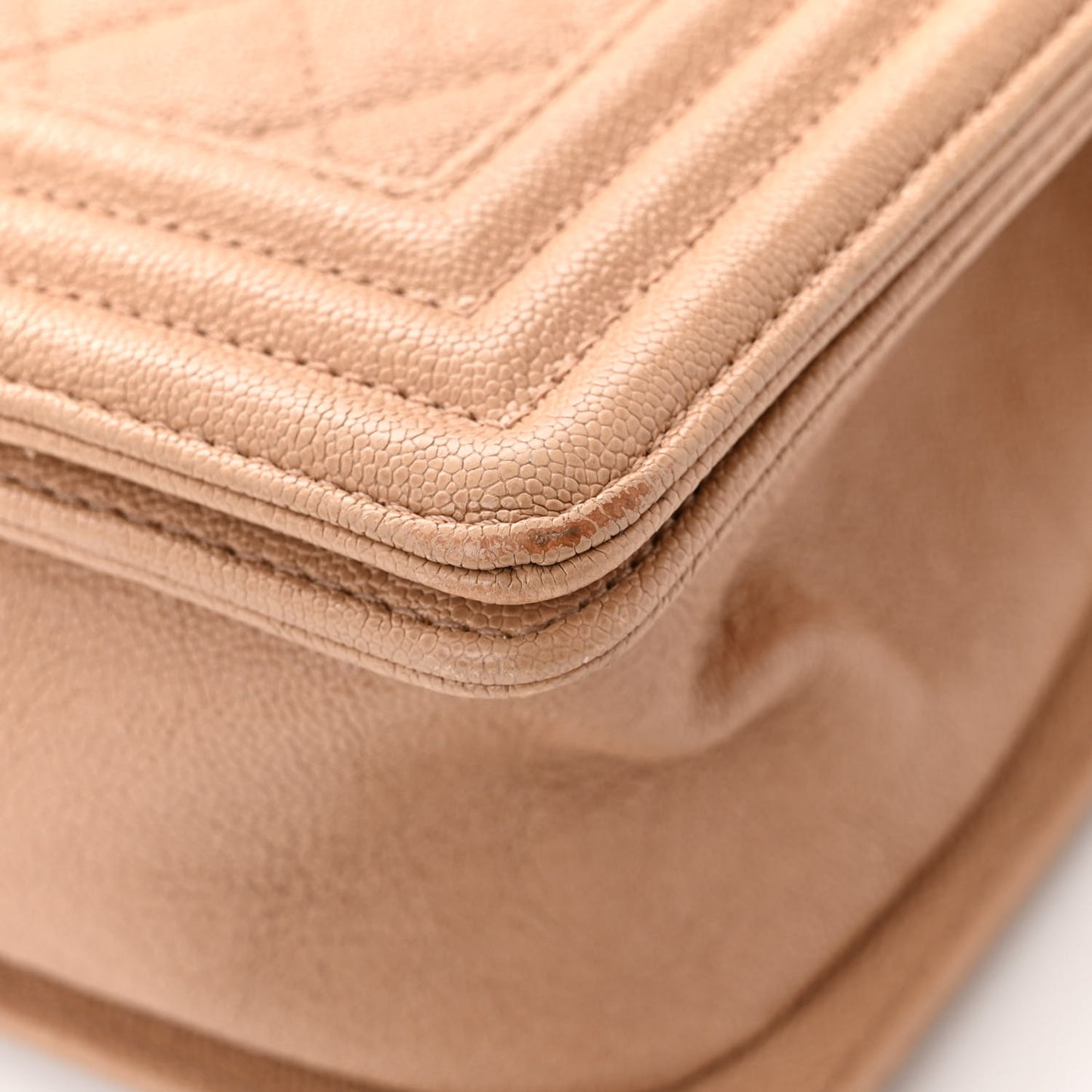 Caviar Quilted Medium Boy Flap Beige