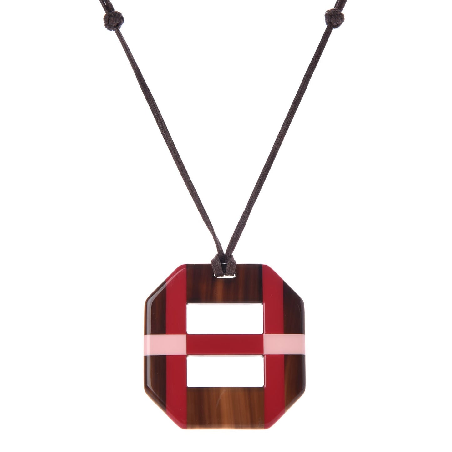 Horn Lacquer Opus Octagonal Necklace Rouge Carmin Rose Boudoir