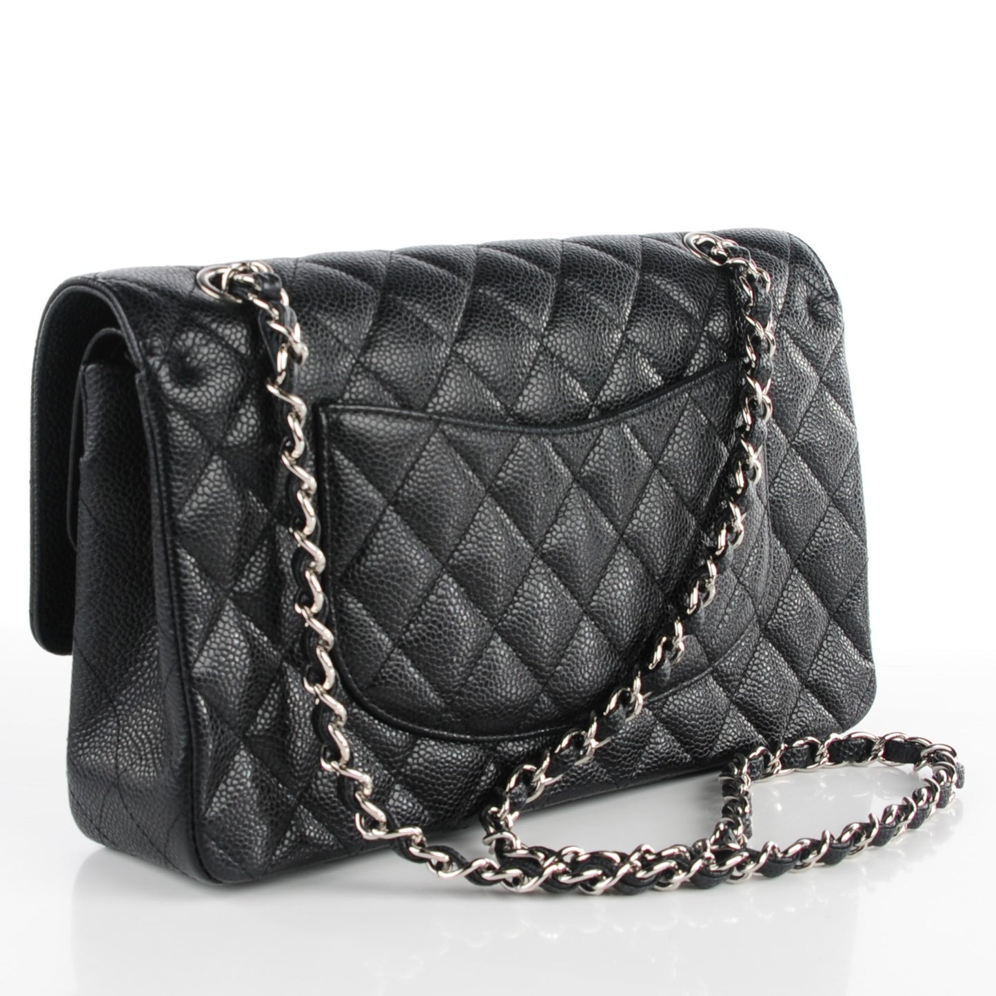 Caviar Quilted Medium Double Flap Black