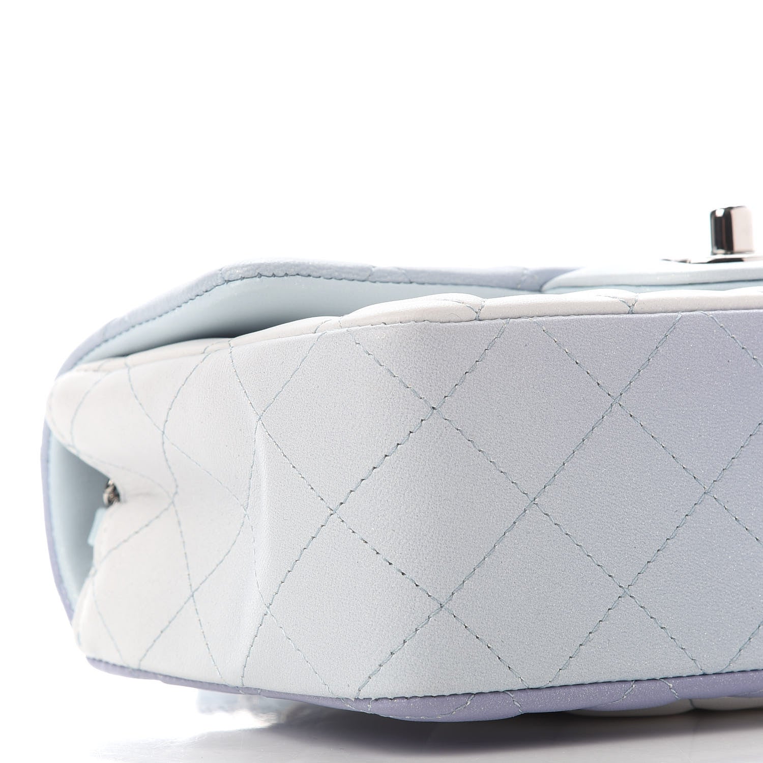 Chanel Perforated Lambskin Quilted Mini Rectangular Flap Light Blue Light Purple White 7 of 8