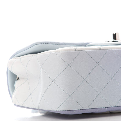 Chanel Perforated Lambskin Quilted Mini Rectangular Flap Light Blue Light Purple White 7 of 8