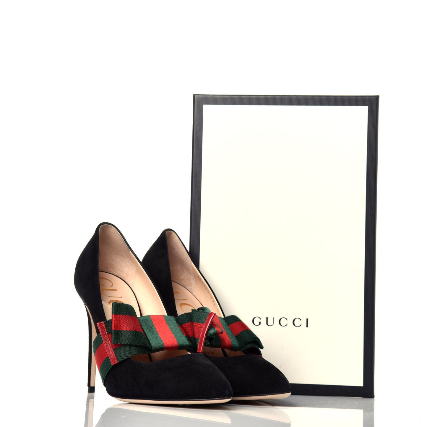 Kid Scamosciato Removable Web Bow High Heel Pumps 39.5 Black