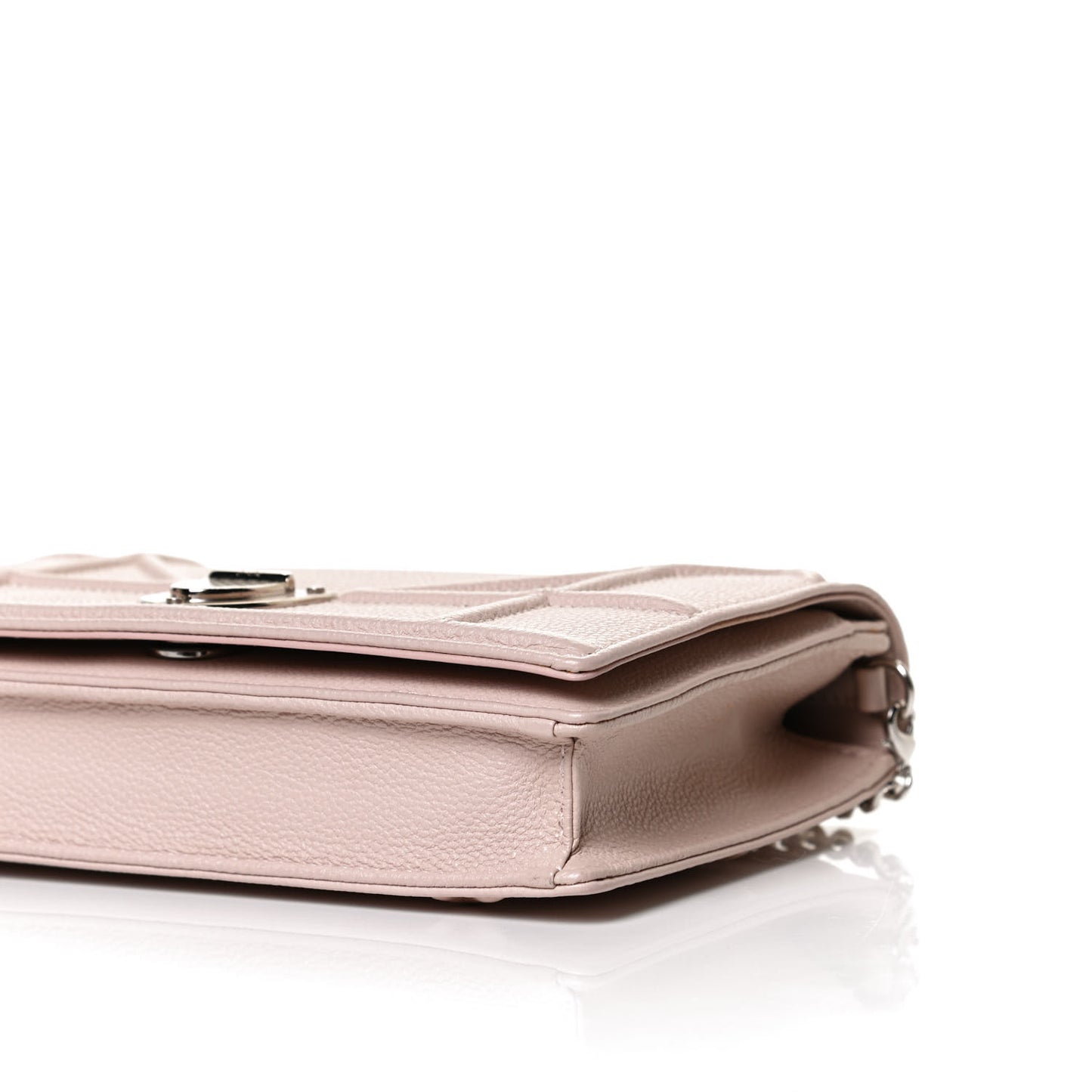 Grained Calfskin Diorama Wallet on Chain Pouch Rose Poudre