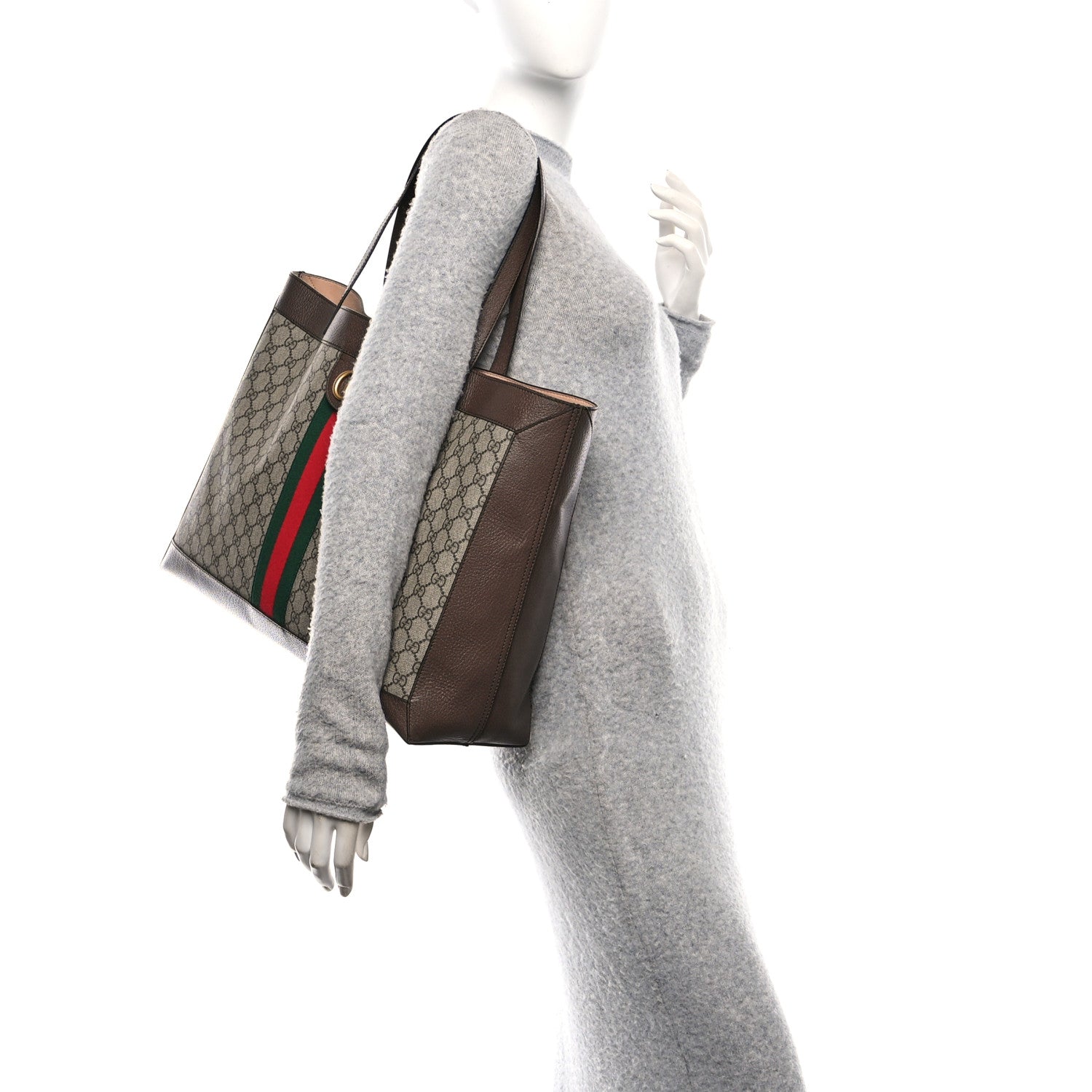 Gucci GG Supreme Monogram Web Ophidia Tote Brown 2 of 11
