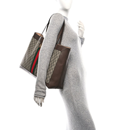 Gucci GG Supreme Monogram Web Ophidia Tote Brown 2 of 11