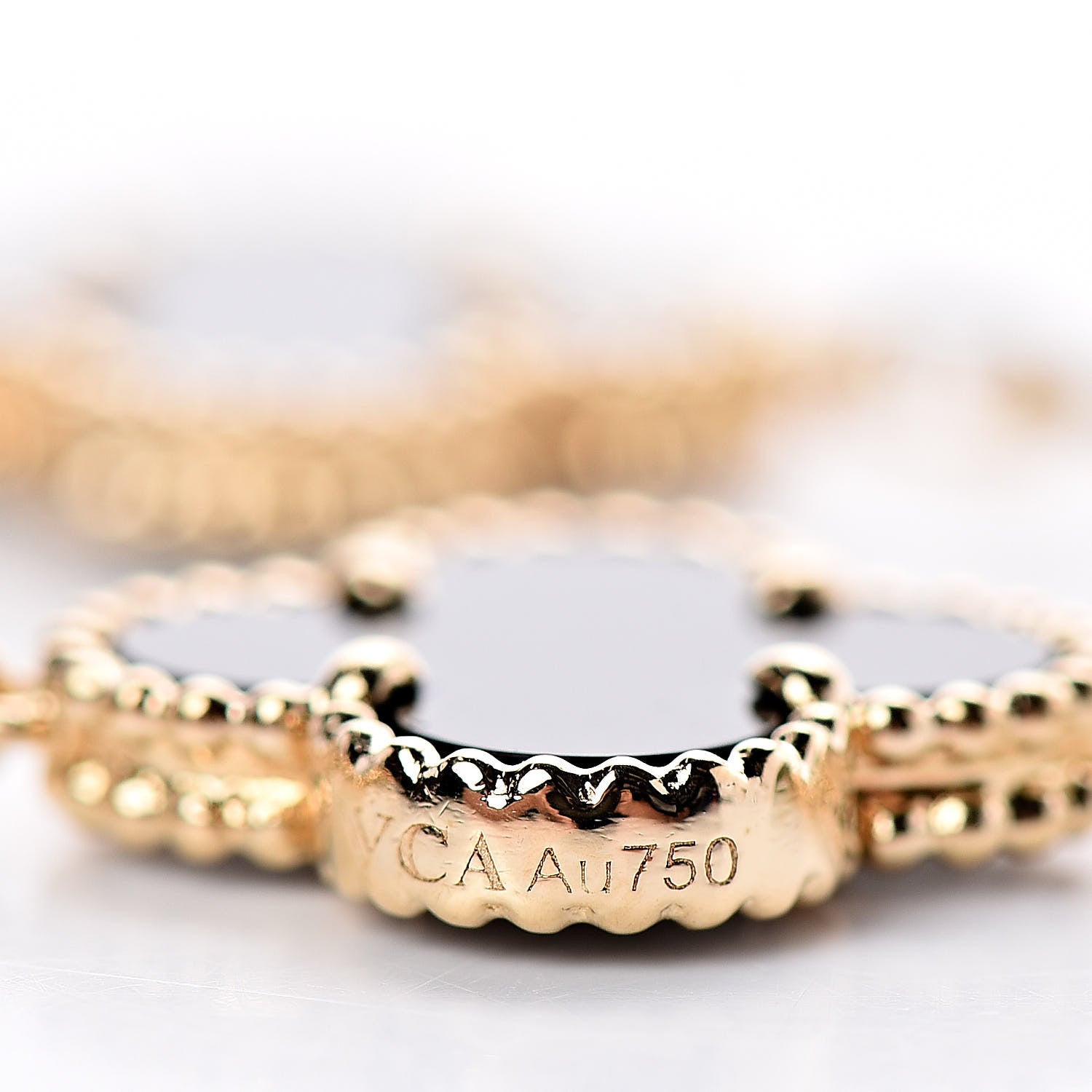 Van Cleef & Arpels 18K Yellow Gold Black Onyx 5 Motifs Vintage Alhambra Bracelet 5 of 6