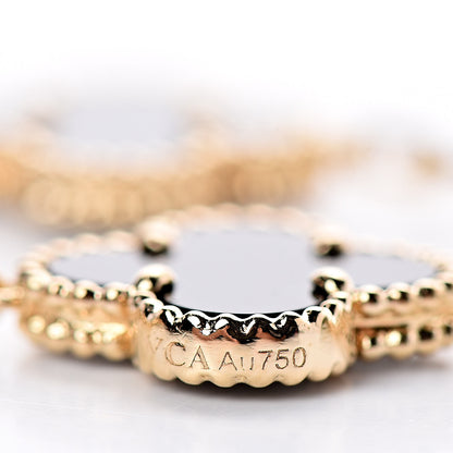 Van Cleef & Arpels 18K Yellow Gold Black Onyx 5 Motifs Vintage Alhambra Bracelet 5 of 6