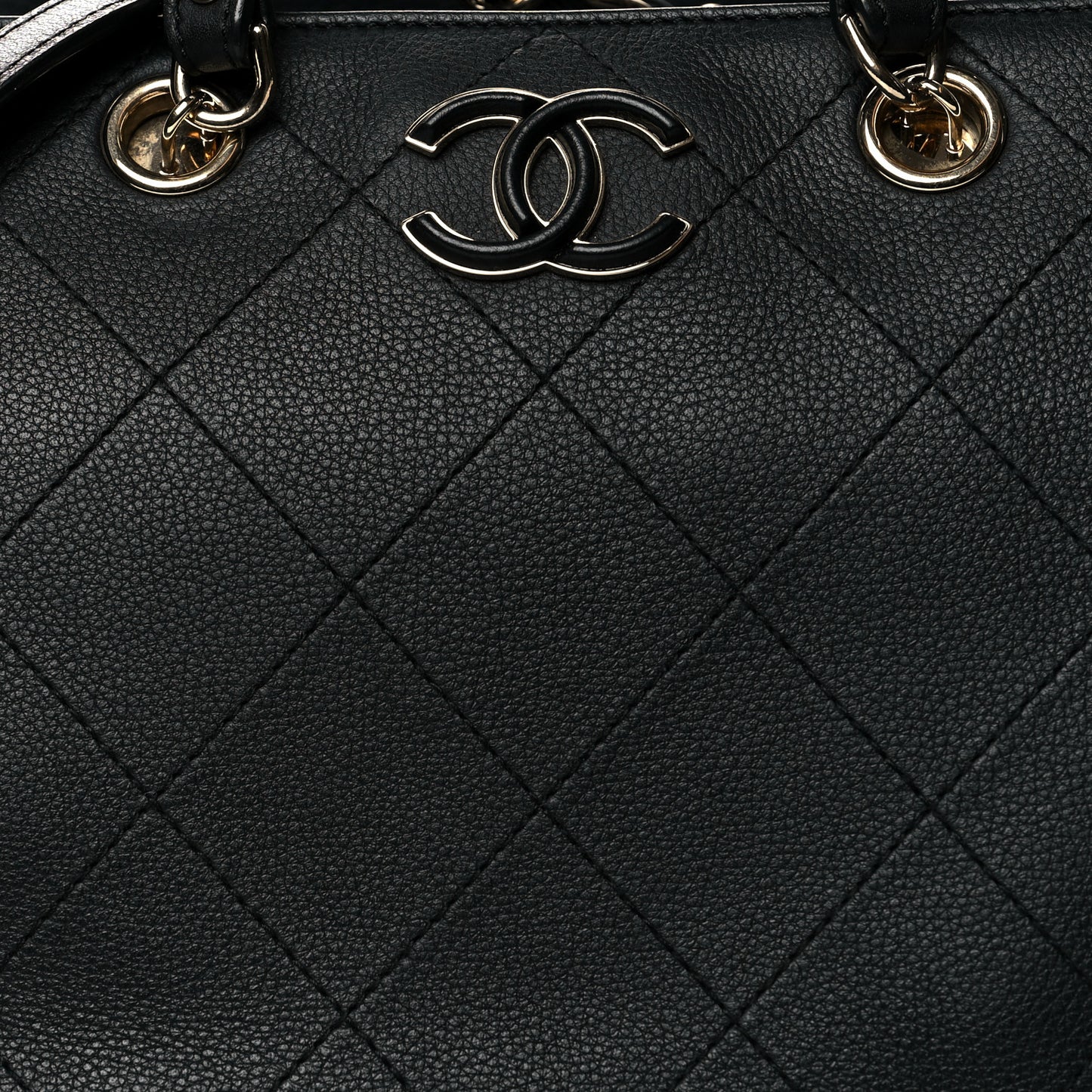 Bullskin Stitched Small Shopping Tote Black
