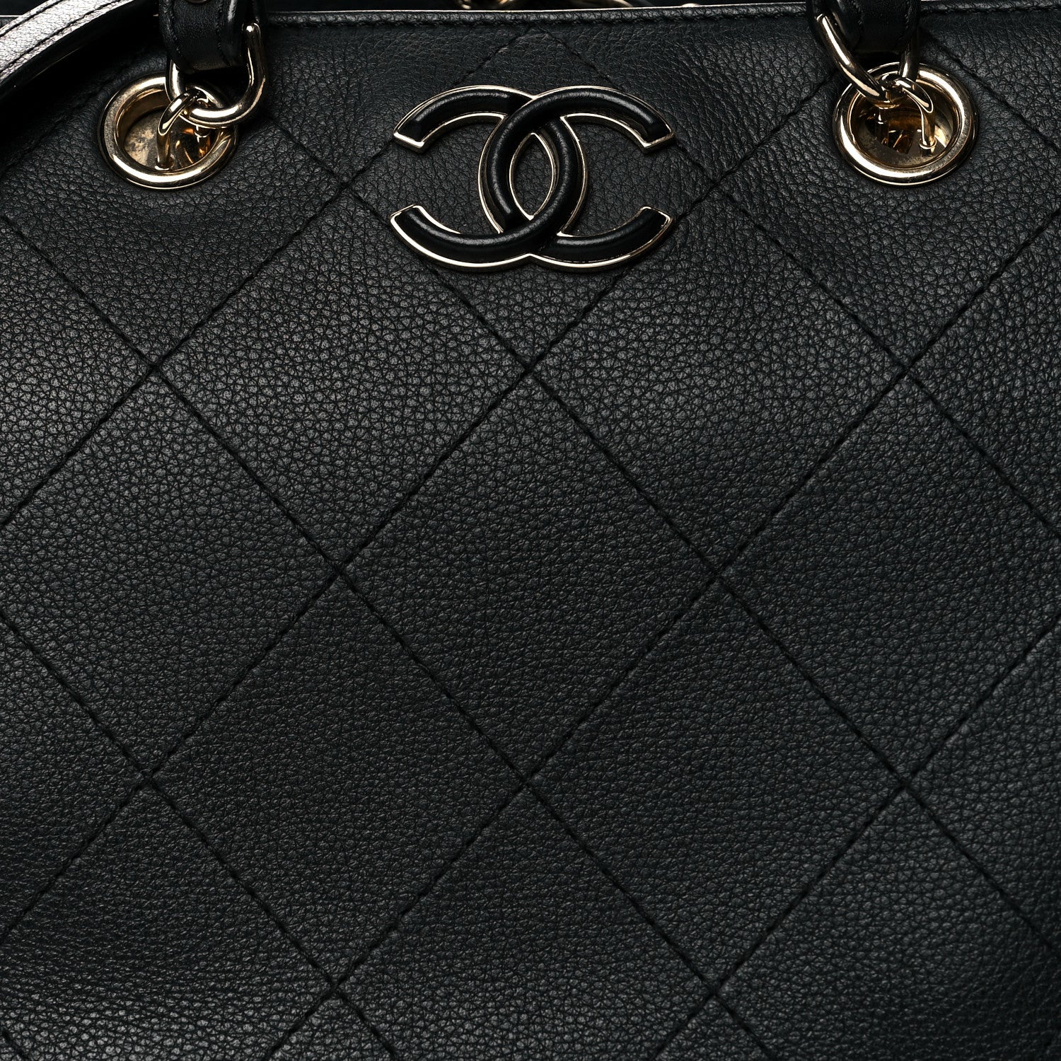Chanel Bullskin Stitched Small Shopping Tote Black 8 of 10