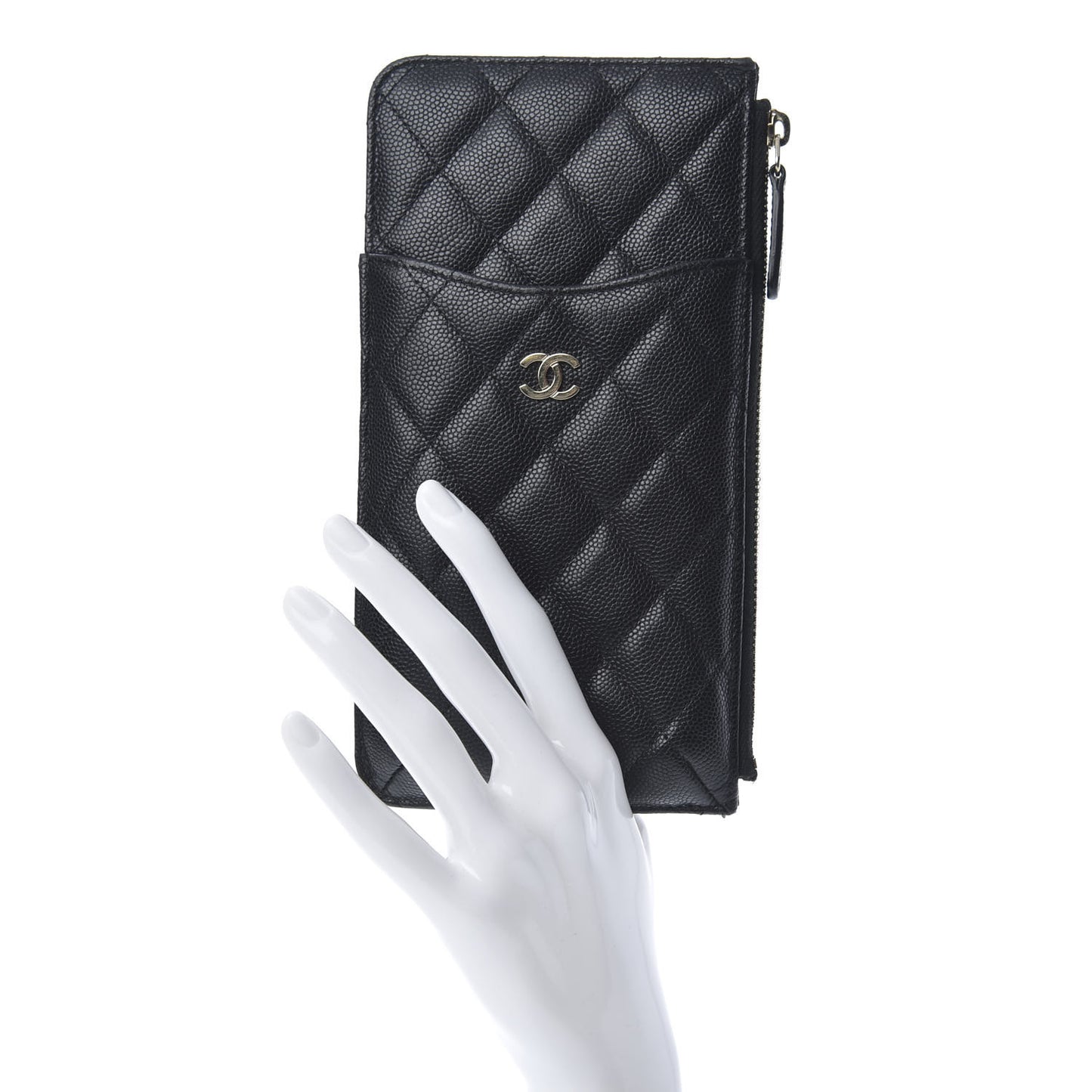 Caviar Quilted Classic Flat Wallet Pouch Black