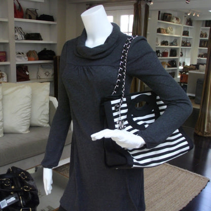 Chanel CC Striped Large Shopping Tote 2 of 12
