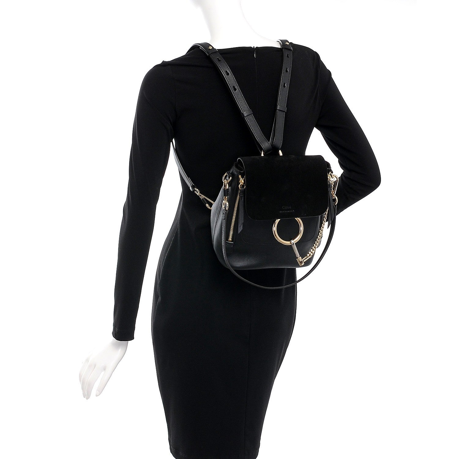 Chloe Suede Calfskin Small Faye Backpack Black 2 of 7