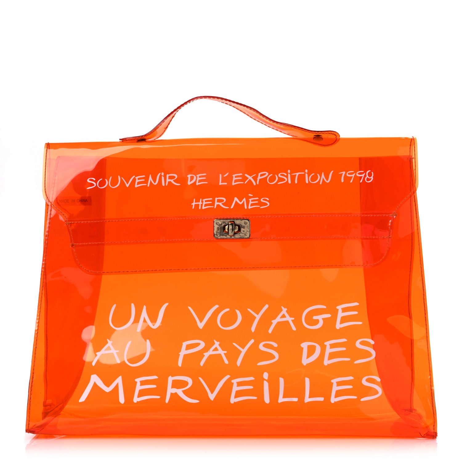 Hermes Vinyl Souvenir De L'Exposition Kelly Orange 1 of 15