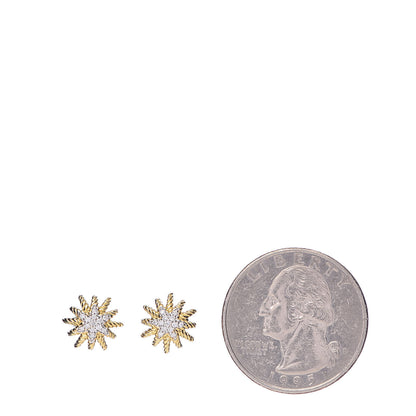David Yurman 18K Yellow Gold Diamond 10mm Starburst Earrings 2 of 4