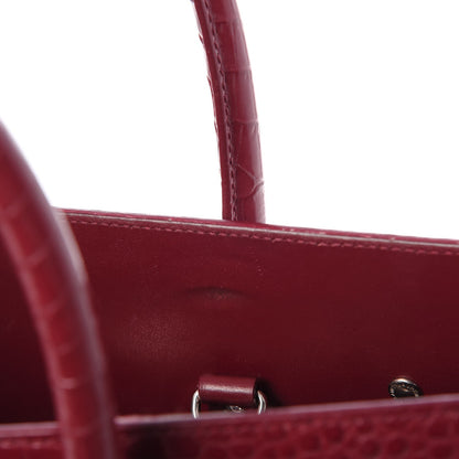 Saint Laurent Calfskin Crocodile Embossed Small Sac De Jour Rouge 12 of 13