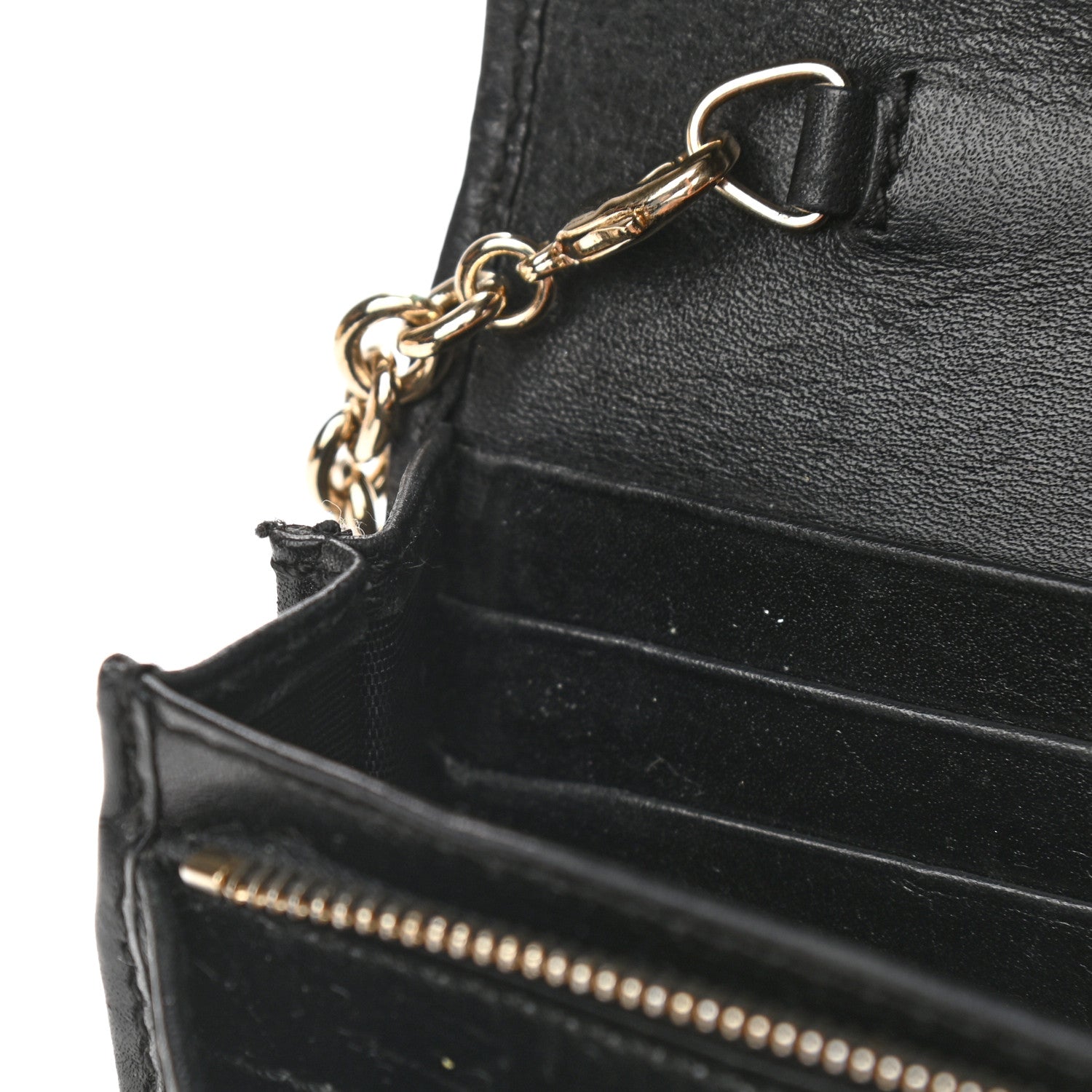 Gucci Guccissima Margaux Calfskin Metal Bar Chain Wallet Black 11 of 13