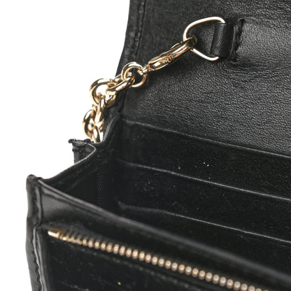 Gucci Guccissima Margaux Calfskin Metal Bar Chain Wallet Black 11 of 13