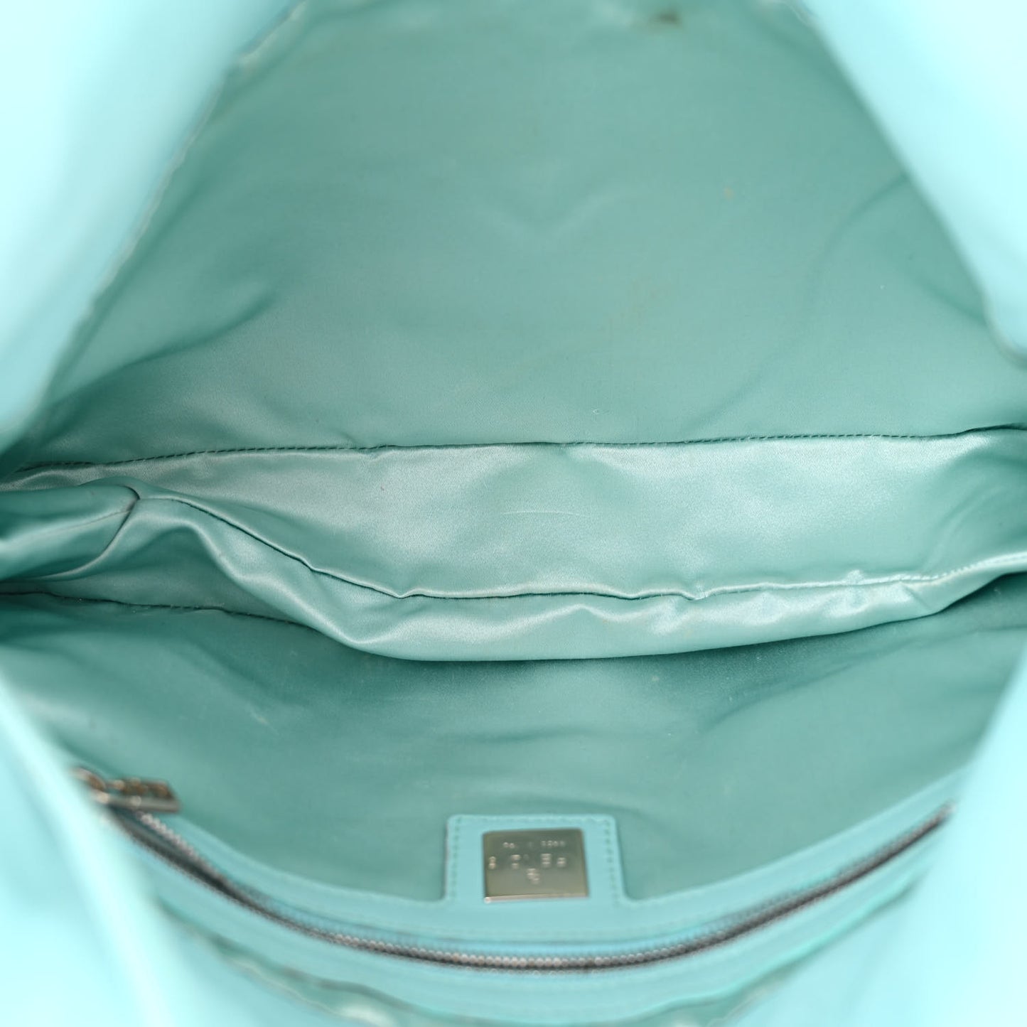 Lambskin Mama Baguette Double Flap Light Blue