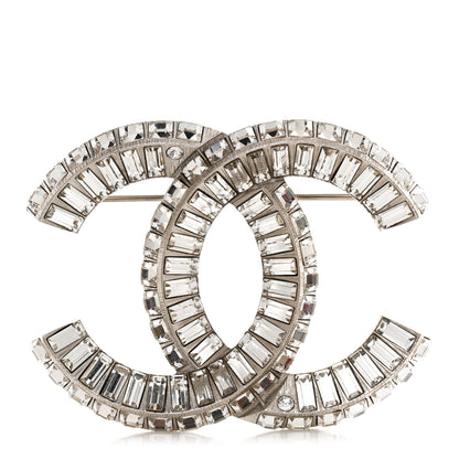 Chanel Baguette Crystal CC Brooch Silver 1 of 4