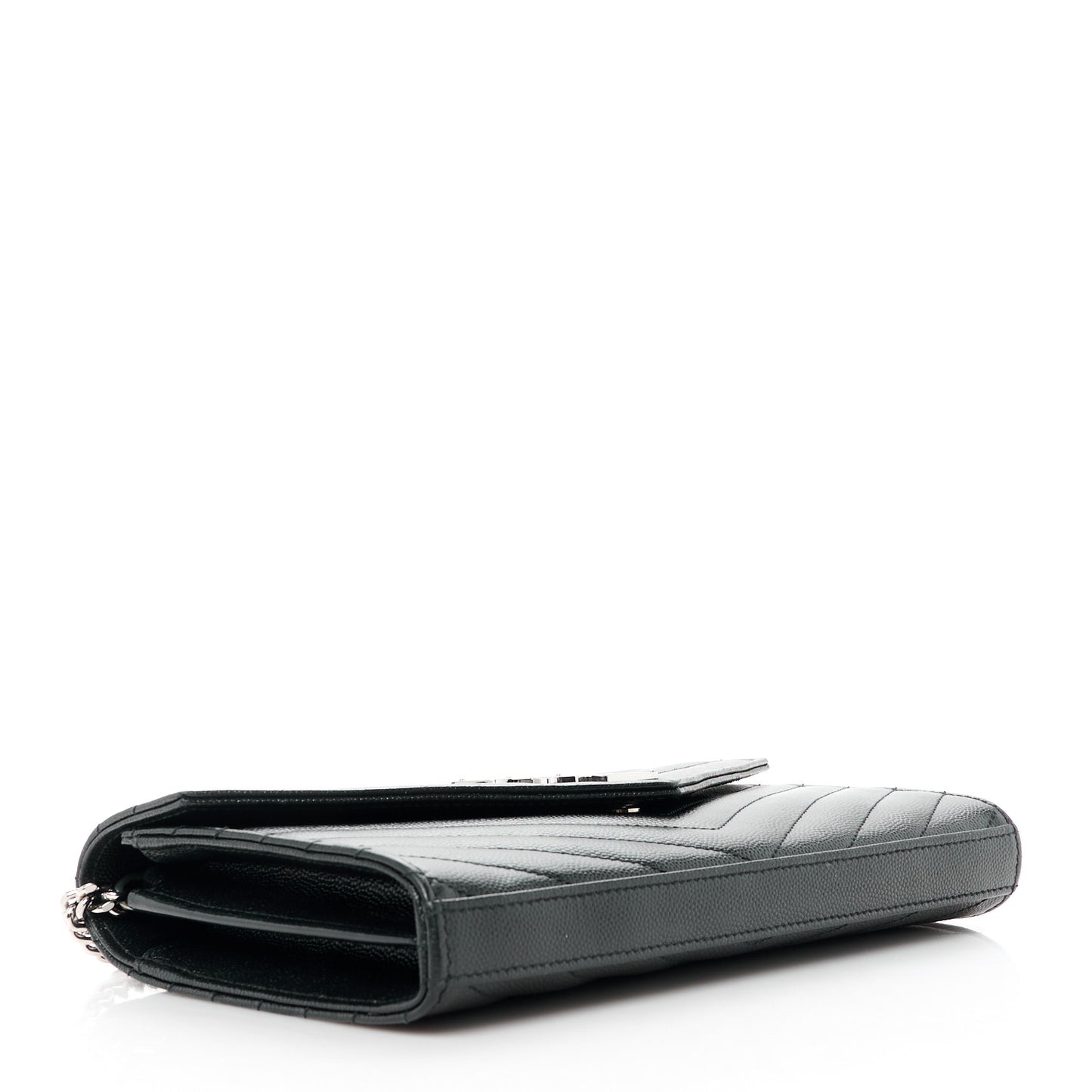 Grain De Poudre Matelasse Chevron Monogram Chain Wallet Black