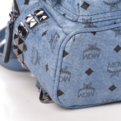 MCM Visetos Side Stud Mini Stark Backpack Blue 9 of 10