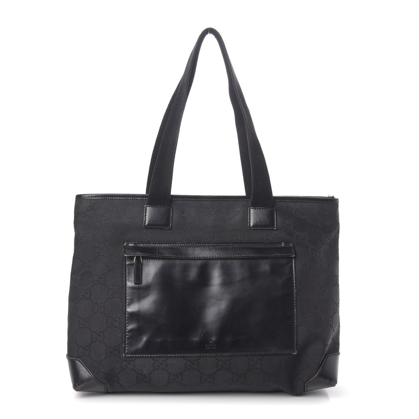 Nylon Monogram Calfskin Large Tote Bag Black