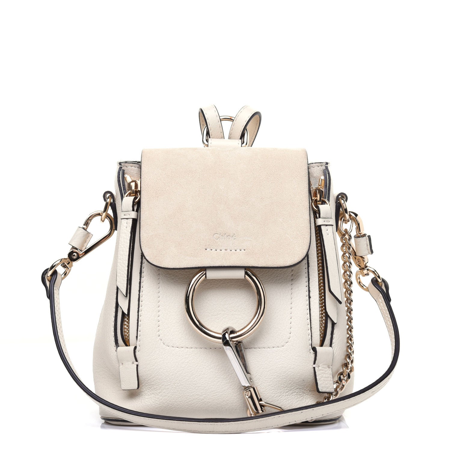 Chloe Suede Calfskin Mini Faye Backpack Off White 1 of 10