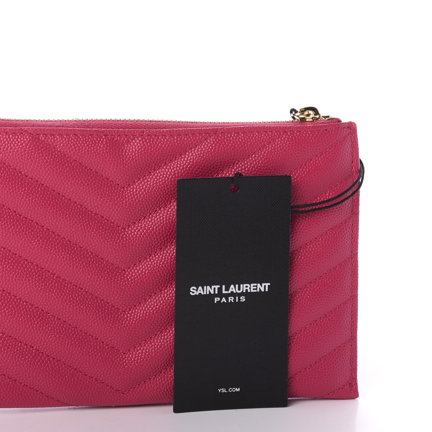 Saint Laurent Grain De Poudre Chevron Monogram Bill Pouch Bright Pink 8 of 9