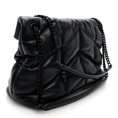 Saint Laurent Lambskin Quilted Monogram Monochrome Medium Loulou Puffer Chain Satchel Black 3 of 9