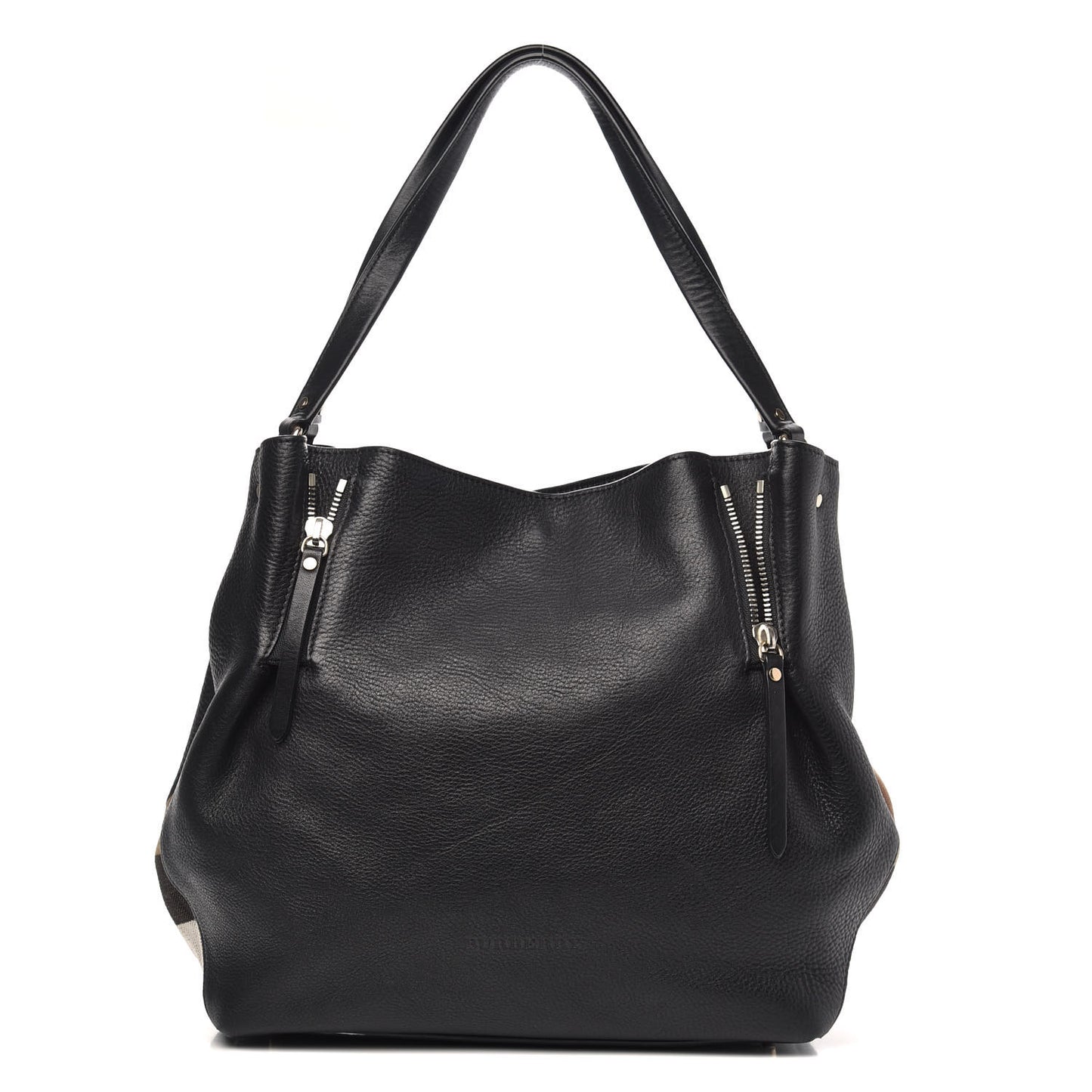 Grainy Calfskin House Check Medium Maidstone Black
