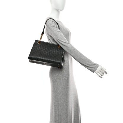Gucci Guccissima Signature Medium Shoulder Tote Bag Black 2 of 12