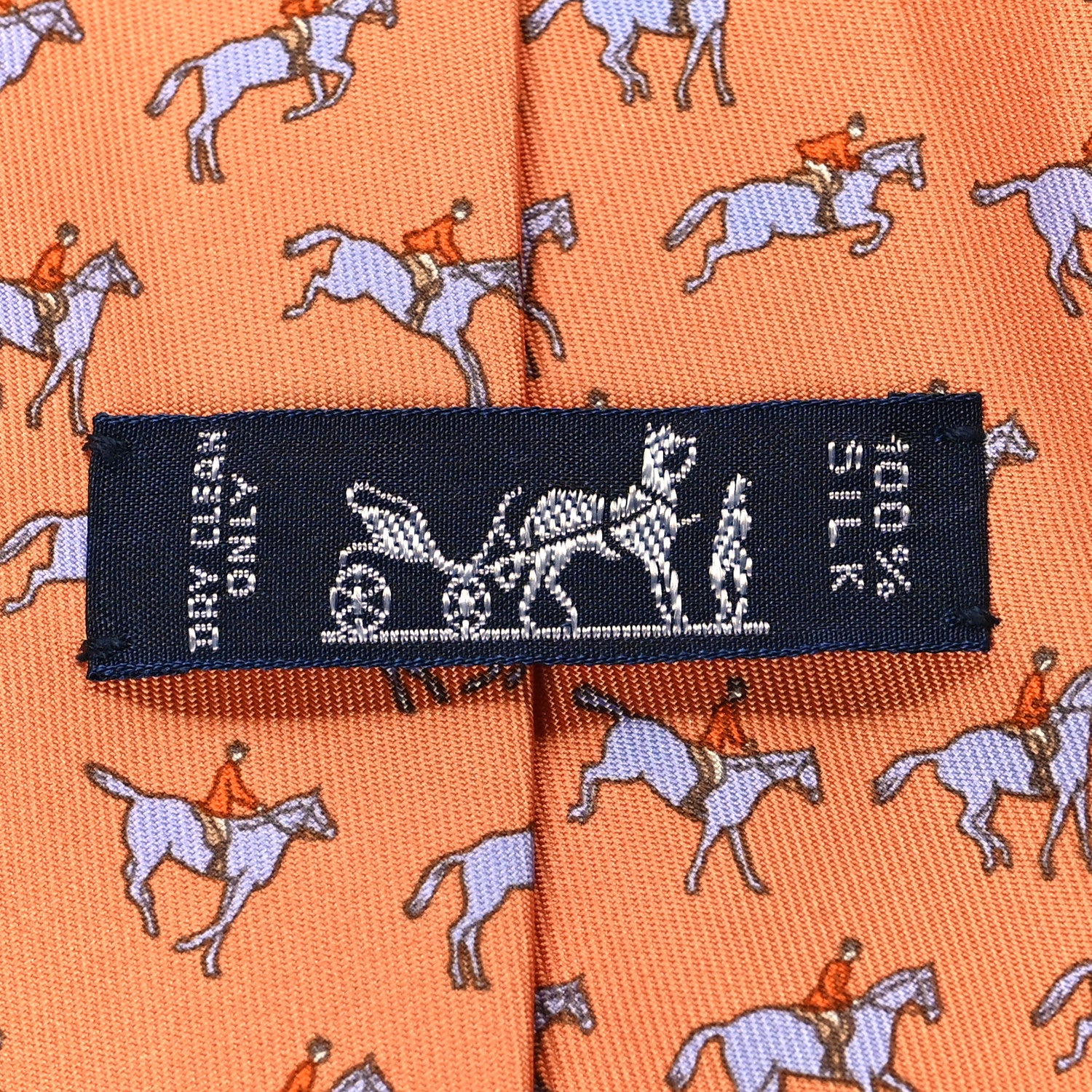 Hermes Printed Silk Mens Neck Tie Orange 5 of 5