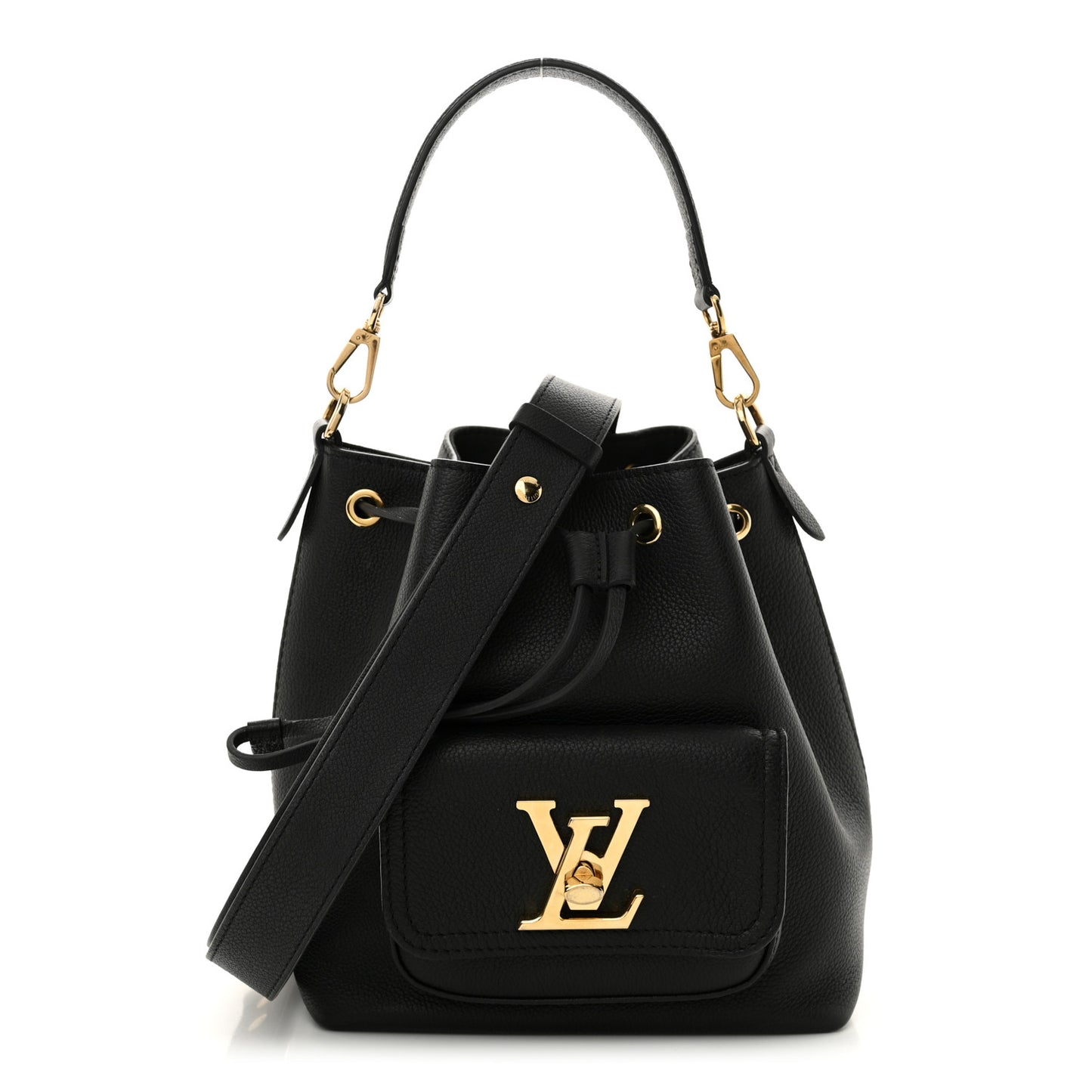Calfskin Lockme Bucket MM Black