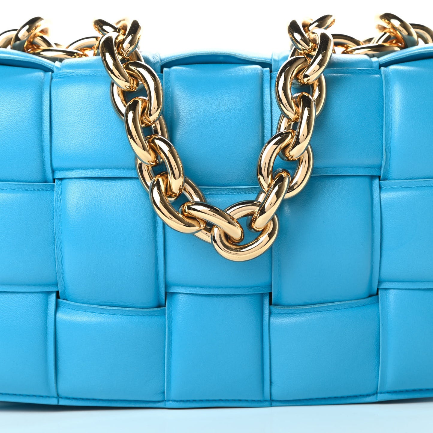 Lambskin Maxi Intreccio Padded Chain Cassette Crossbody Bag Swimming Pool