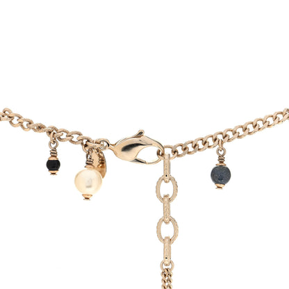 Chanel Pearl Beaded CC Necklace Gold Purple 3 of 4