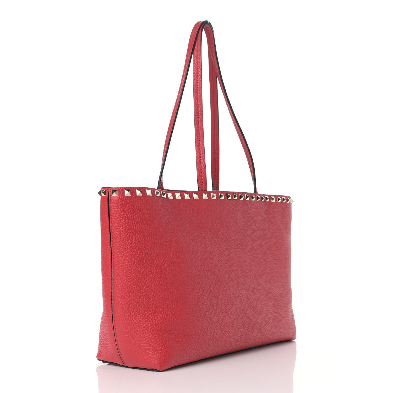 Valentino Garavani Grained Calfskin Small Rockstud Shoulder Tote Rouge Pur 3 of 8