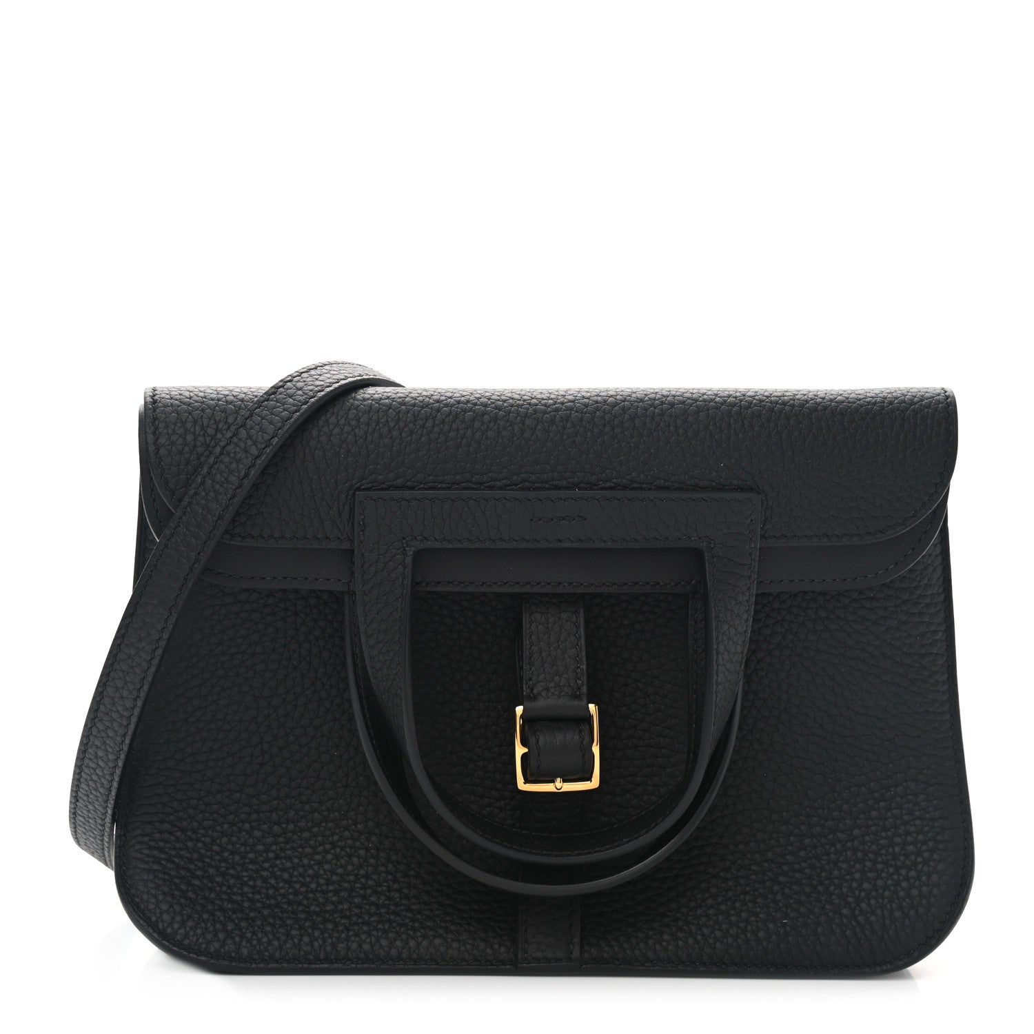 Hermes Taurillon Clemence Halzan 25 Black 1 of 10
