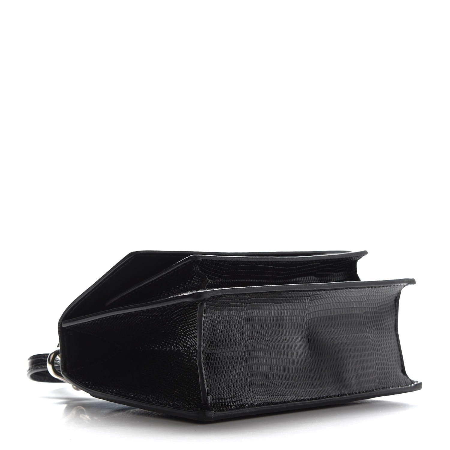 Balenciaga Patent Calfskin Lizard Embossed XS Sharp Top Handle Bag Black 4 of 10