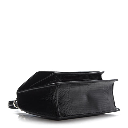 Balenciaga Patent Calfskin Lizard Embossed XS Sharp Top Handle Bag Black 4 of 10