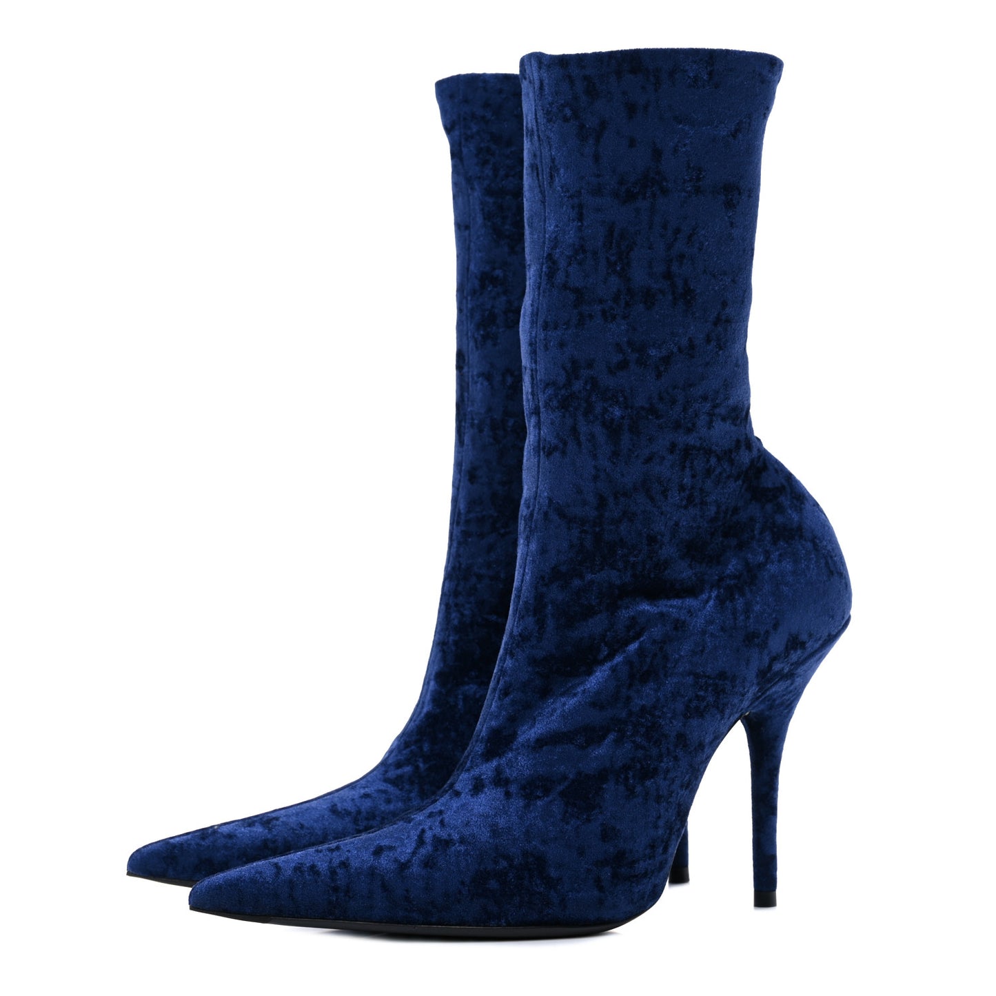 Velvet Spandex Extreme Pointed Toe Knife Ankle Boots 38 Blue