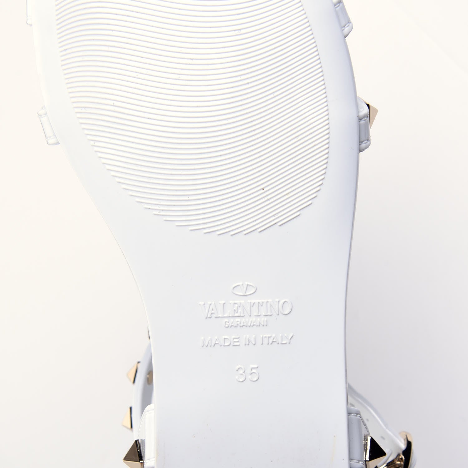 Valentino Garavani PVC Jelly Rockstud Caged Flat T-Strap Sandals 35 Optic White 9 of 10