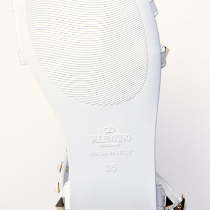Valentino Garavani PVC Jelly Rockstud Caged Flat T-Strap Sandals 35 Optic White 9 of 10