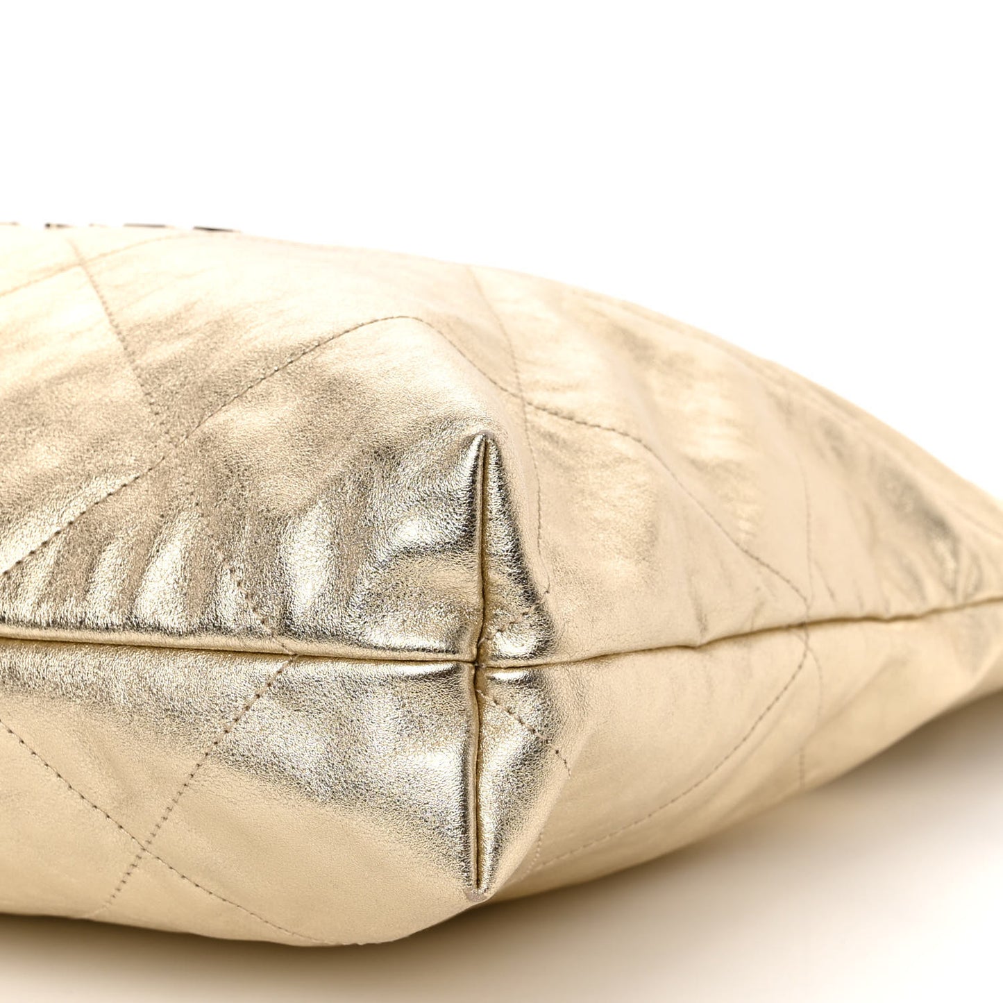 Metallic Calfskin Quilted Chanel 22 Golden
