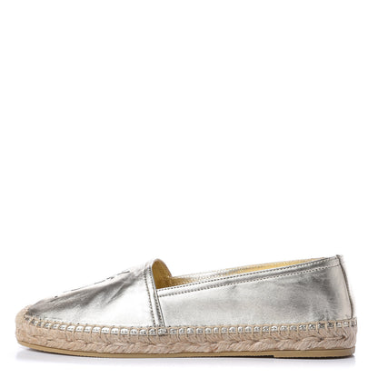Saint Laurent Metallic Lambskin Monogram Espadrilles 39.5 Gold 1 of 10