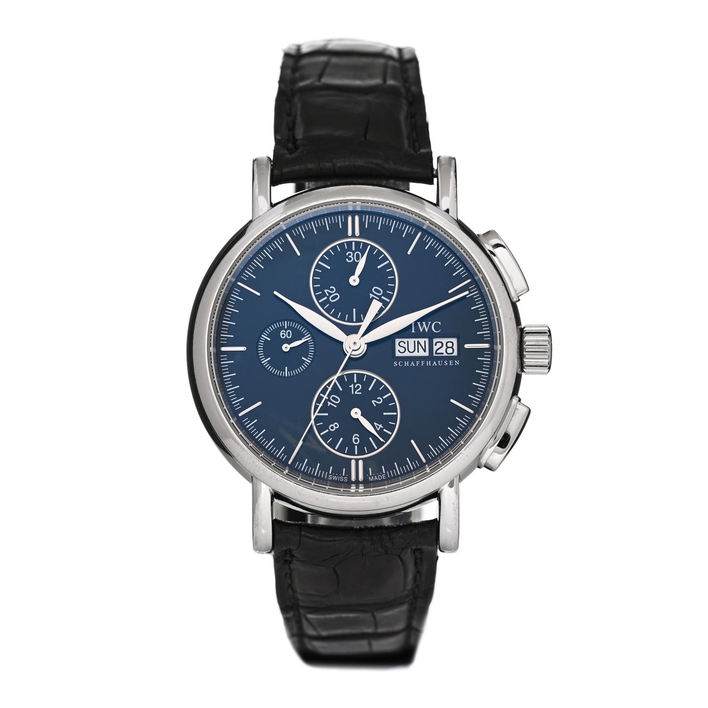 Stainless Steel Alligator 41mm Portofino Chronograph Automatic Watch Blue IW378303