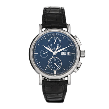 IWC Stainless Steel Alligator 41mm Portofino Chronograph Automatic Watch Blue IW378303 1 of 4
